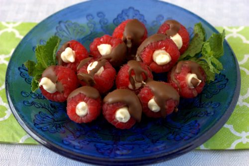 Chocolate Covered Stuffed Raspberries